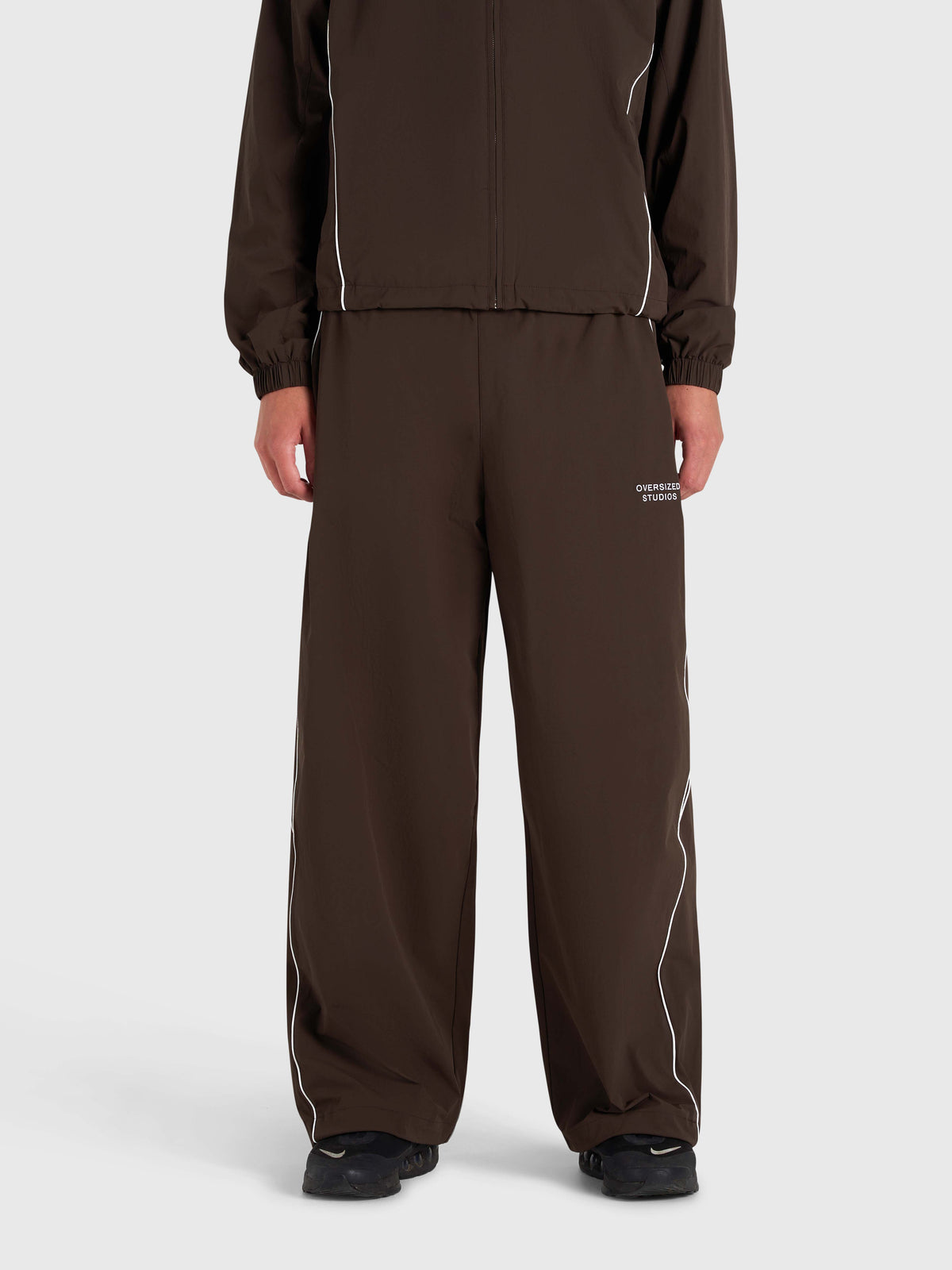 Active Track Pants - Brown/White