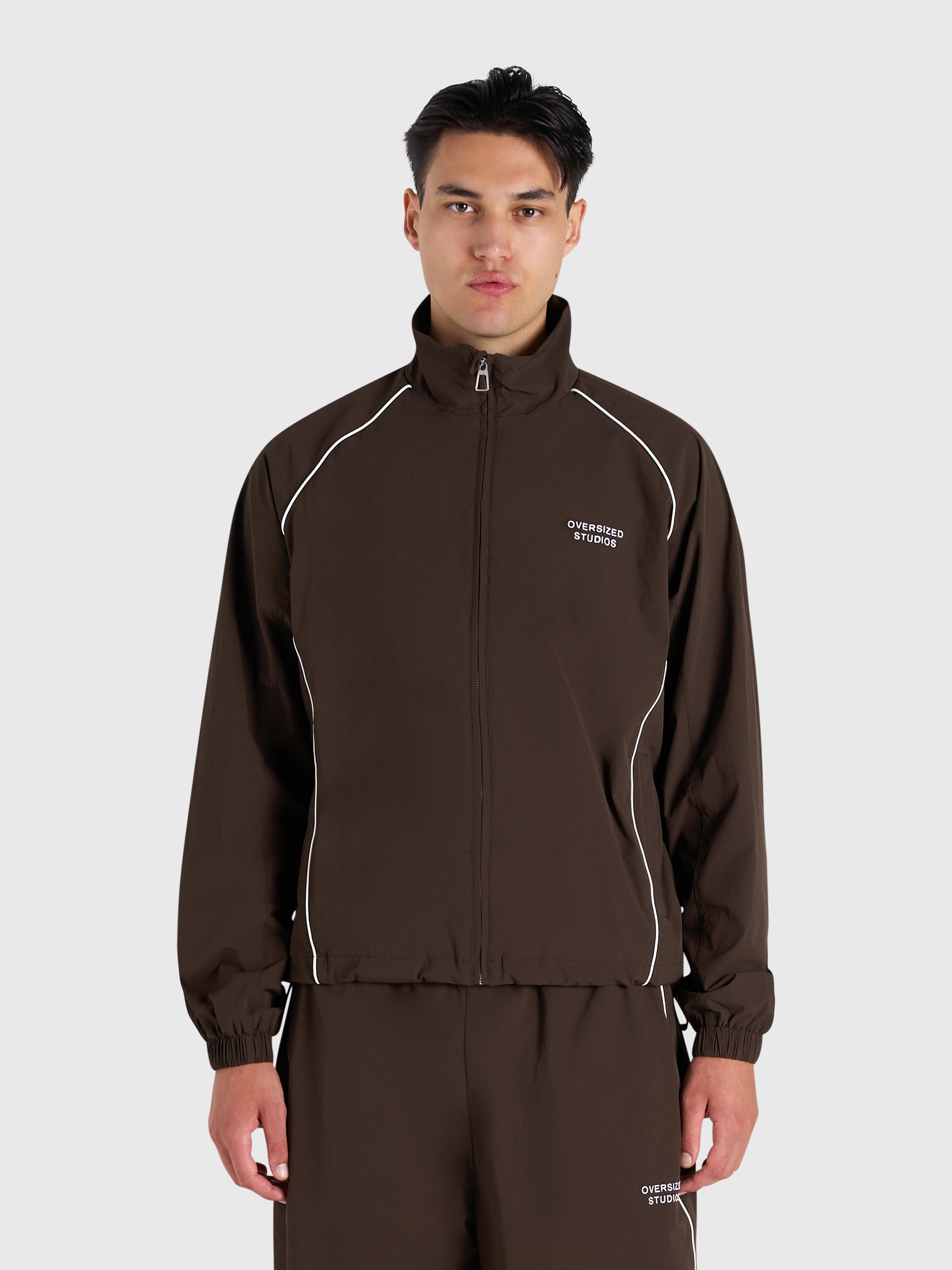 Active Track Jacket - Brown/White