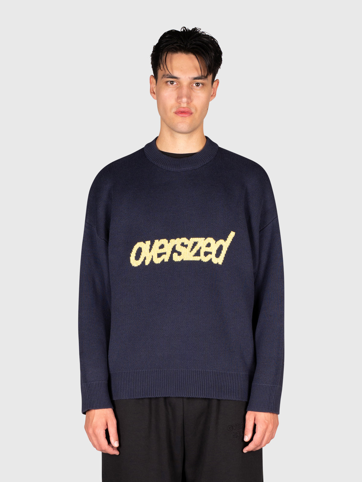 Logo Knit Sweater - Navy/Yellow