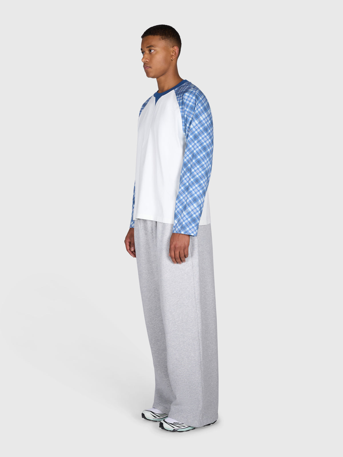 Tartan Raglan Long Sleeve - White/Blue
