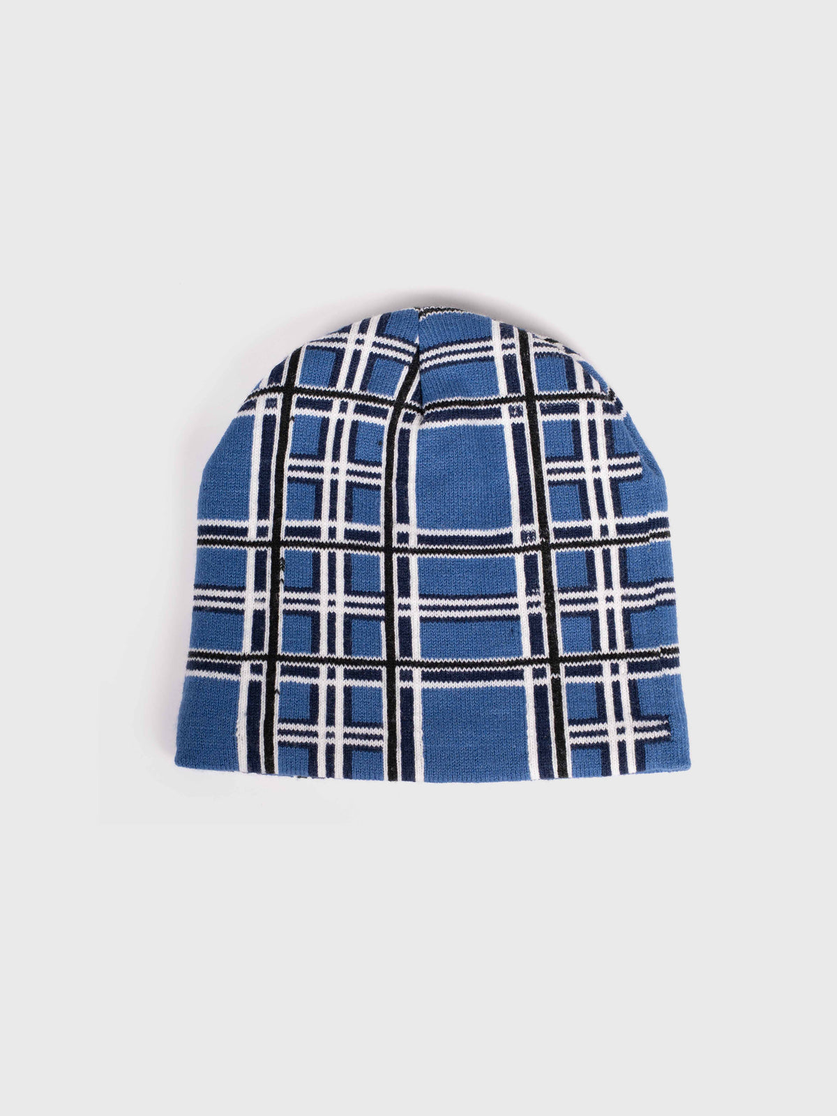 Check Beanie - Blue/White