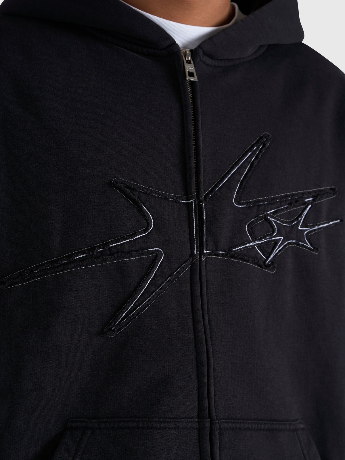 Contrast Zip Hoodie - Vintage Black/White