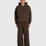 Contrast Zip Hoodie - Vintage Brown/Red