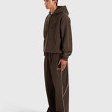 Contrast Zip Hoodie - Vintage Brown/Red