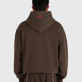 Contrast Zip Hoodie - Vintage Brown/Red