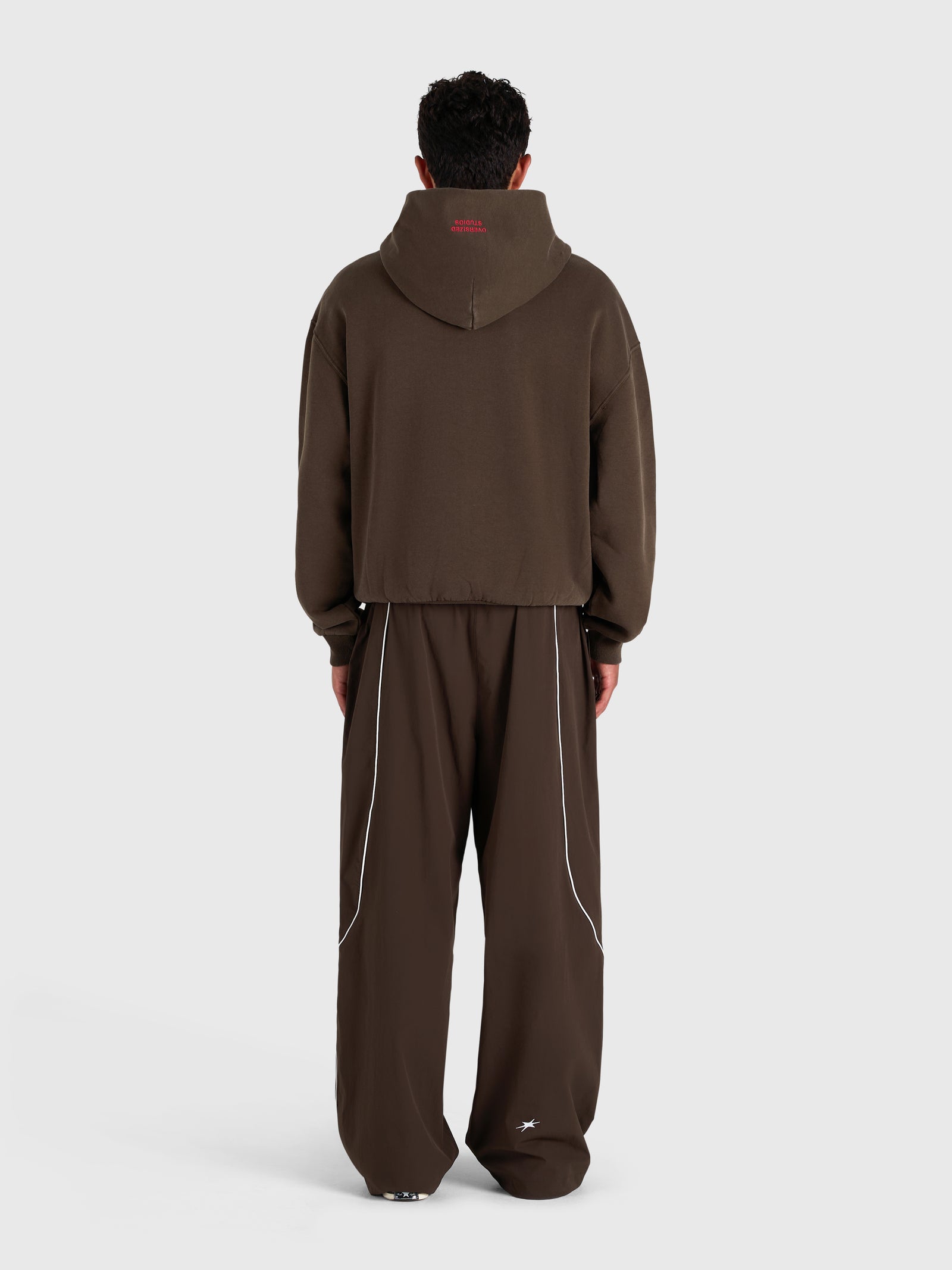 Contrast Zip Hoodie - Vintage Brown/Red