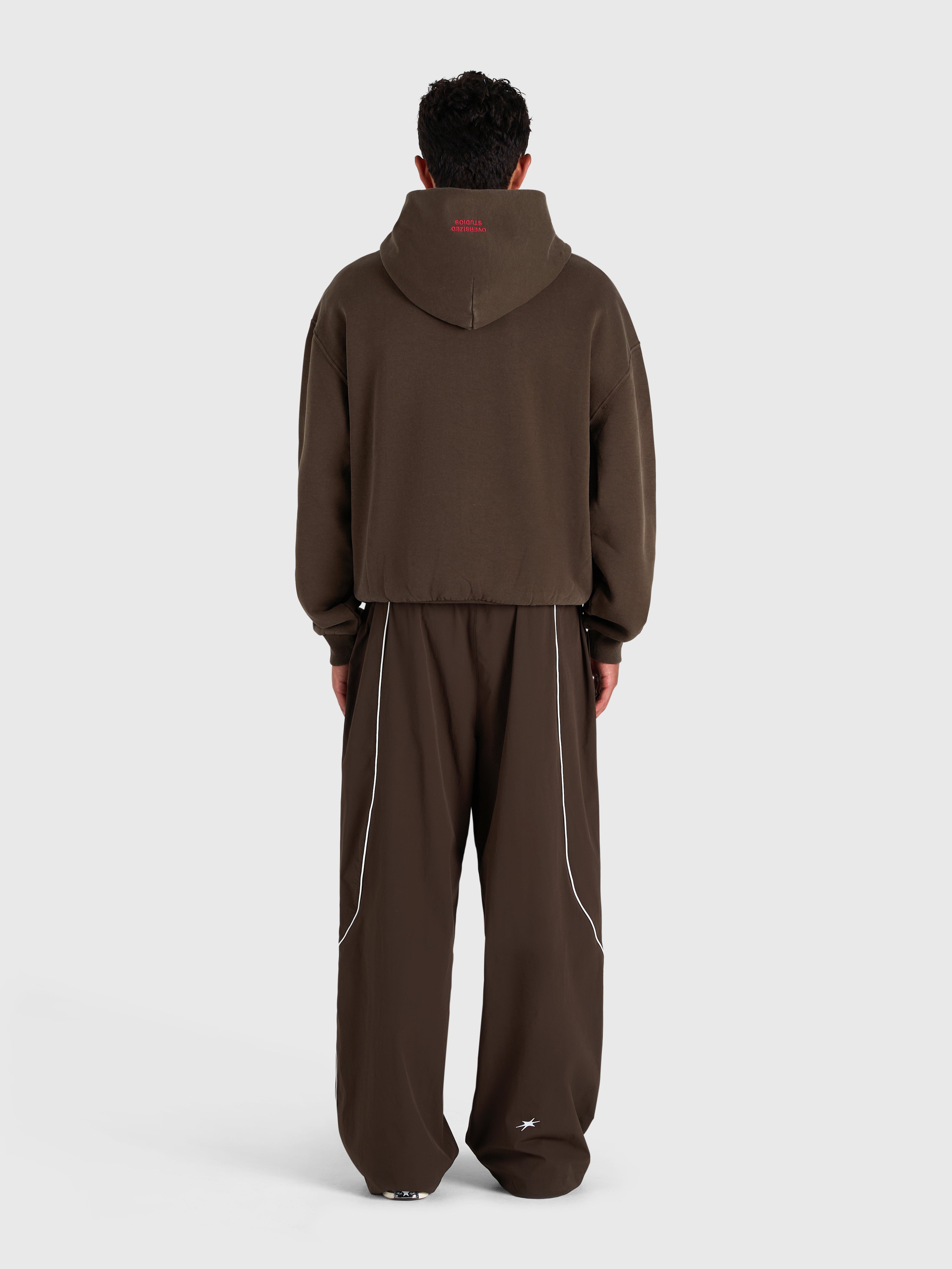 Contrast Zip Hoodie - Vintage Brown/Red