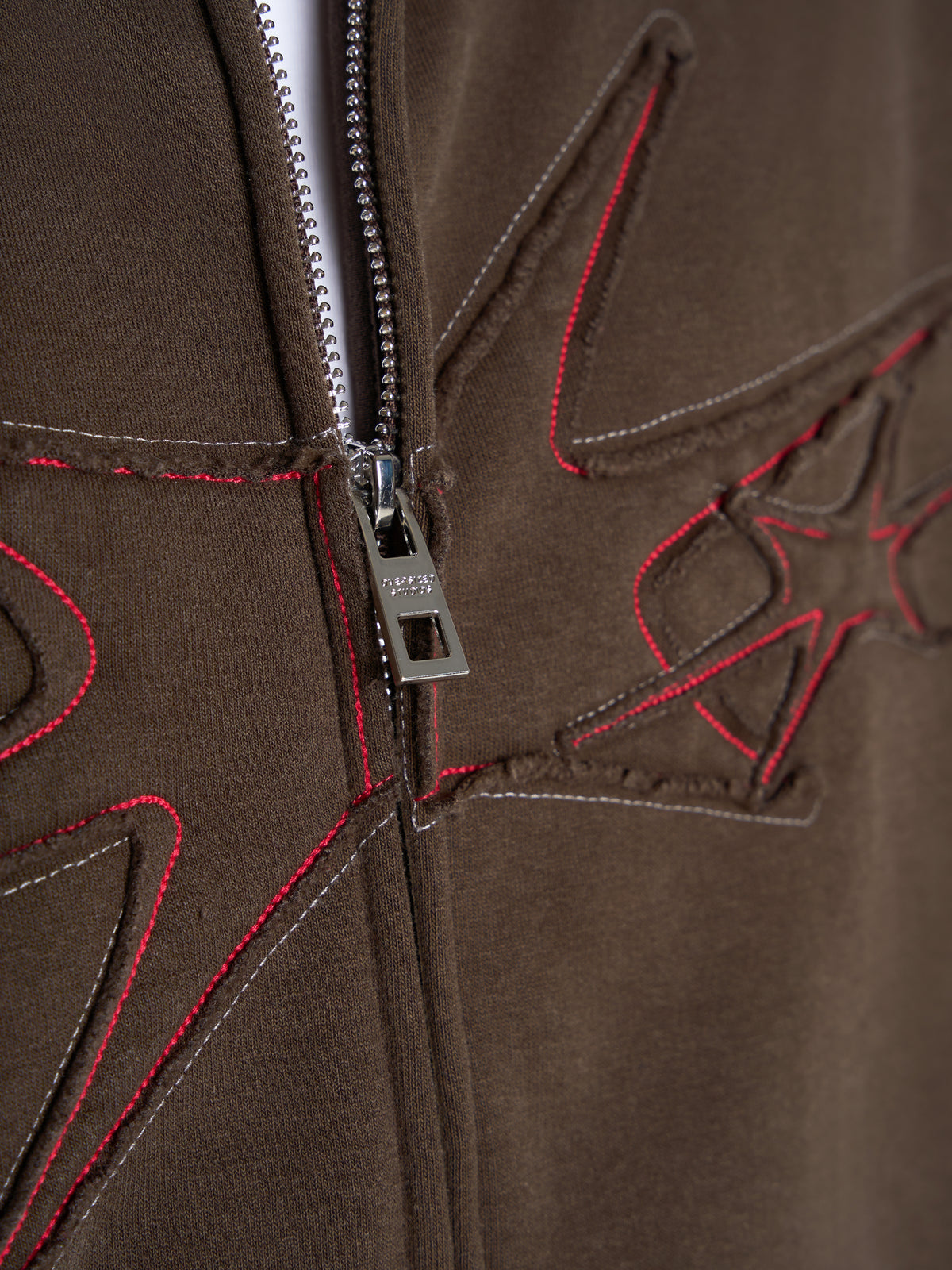 Contrast Zip Hoodie - Vintage Brown/Red