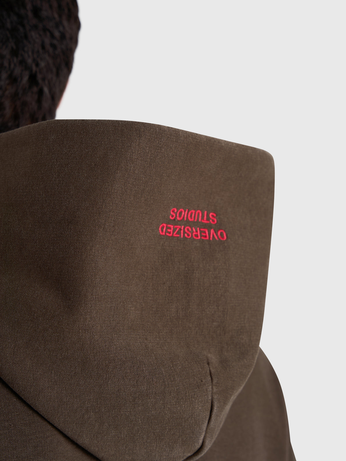 Contrast Zip Hoodie - Vintage Brown/Red