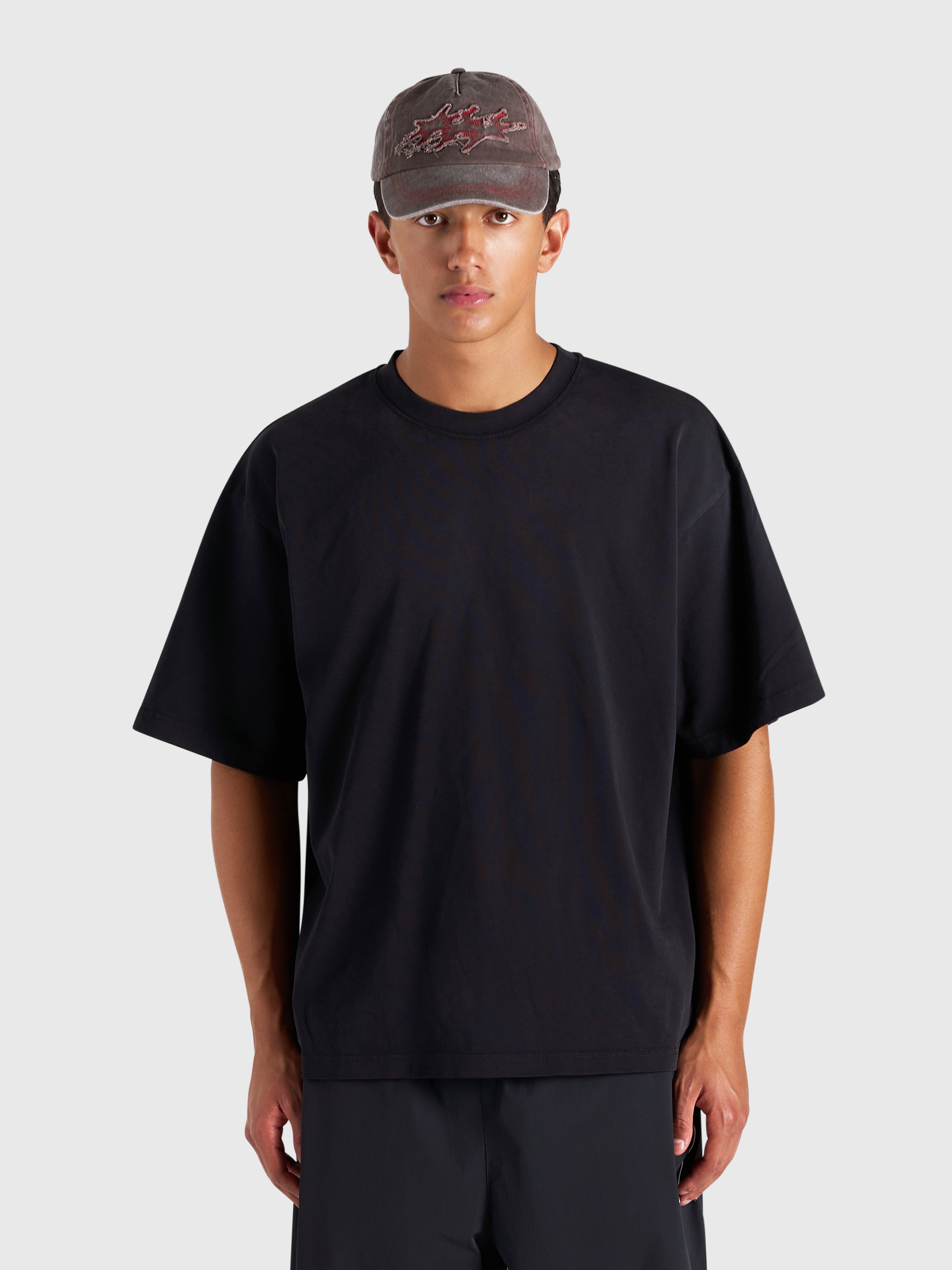 Cursive Heavy Box Tee - Vintage Black/White