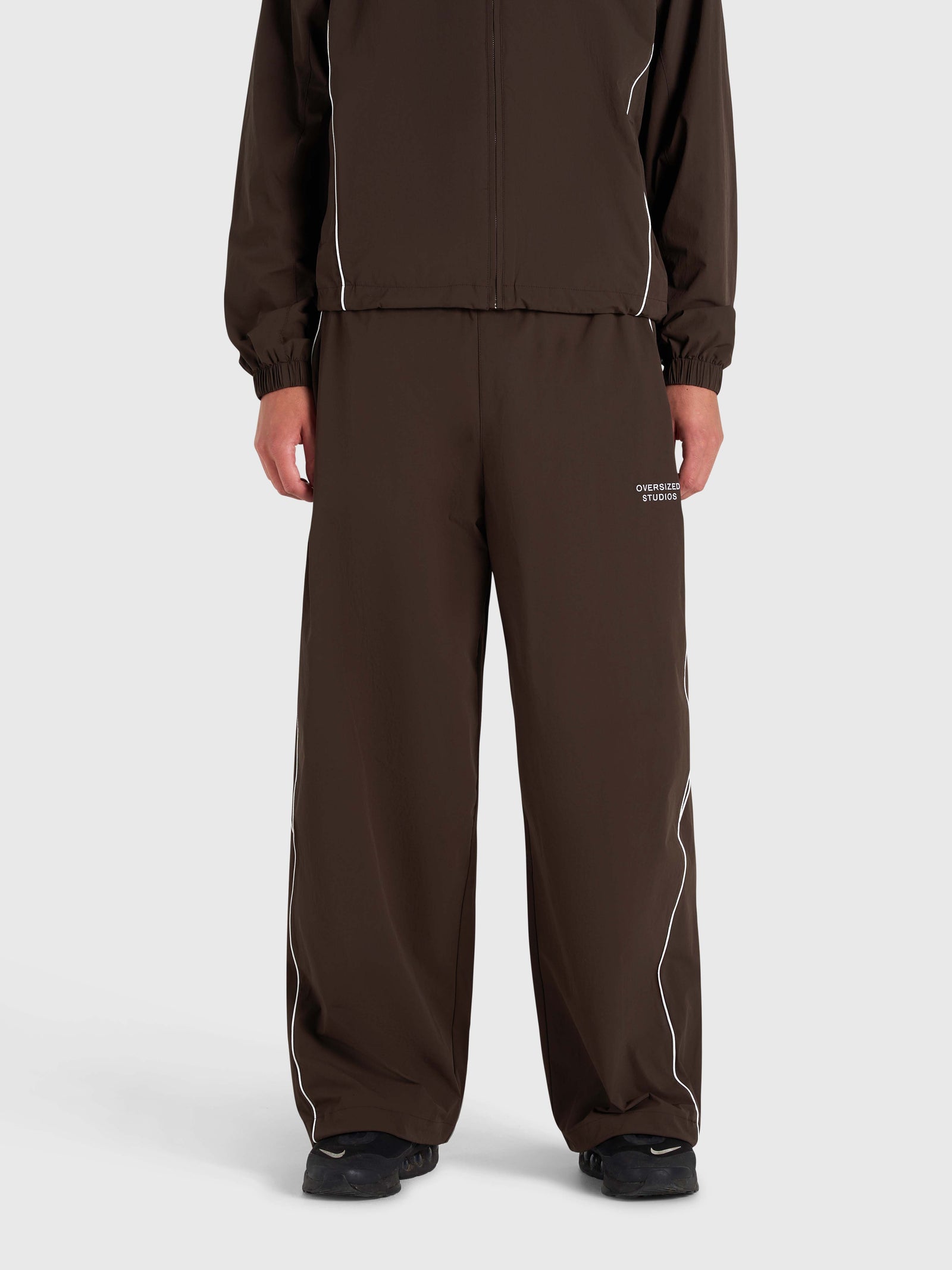 Active Track Pants - Brown/White