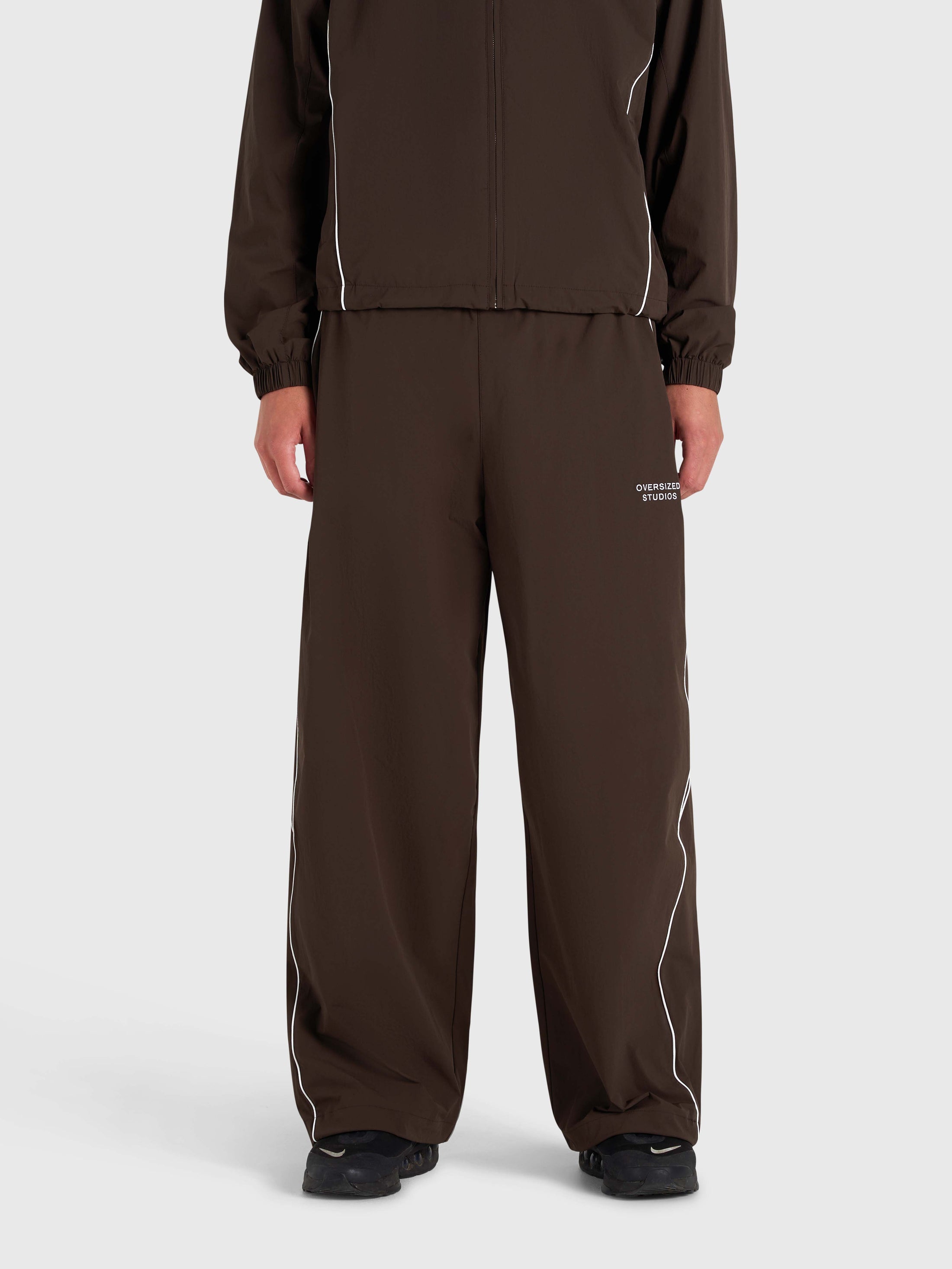 Active Track Pants - Brown/White