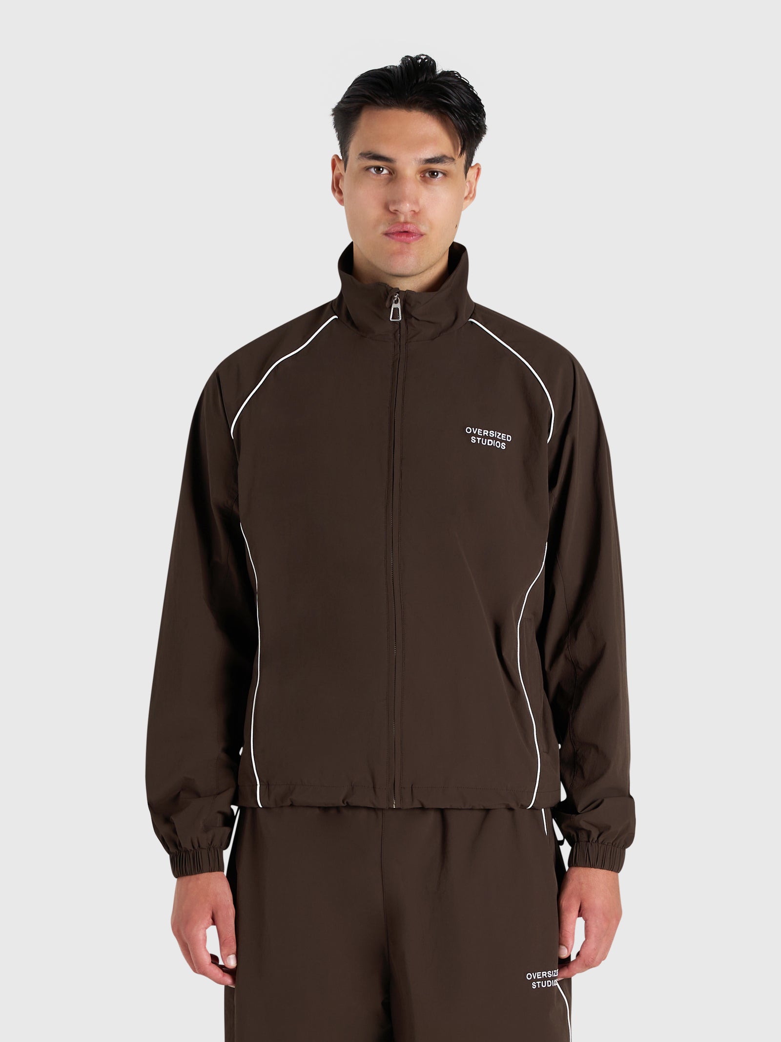 Active Track Jacket - Brown/White