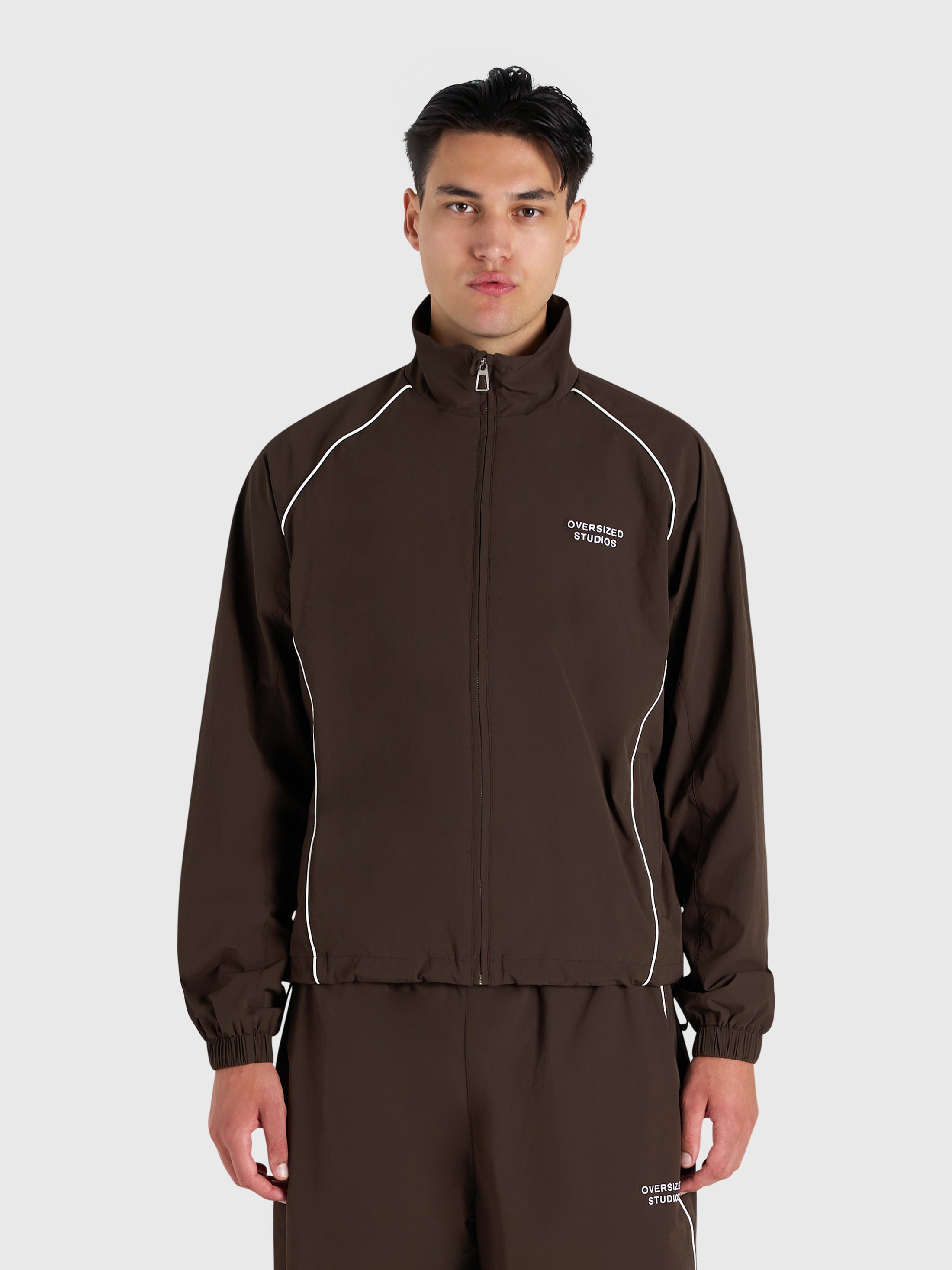 Active Track Jacket - Brown/White
