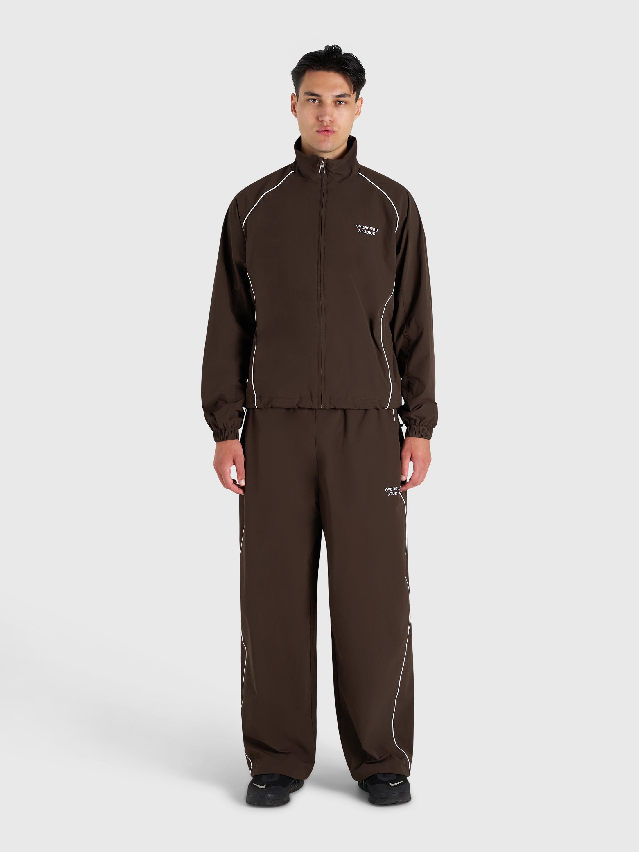 Active Track Pants - Brown/White