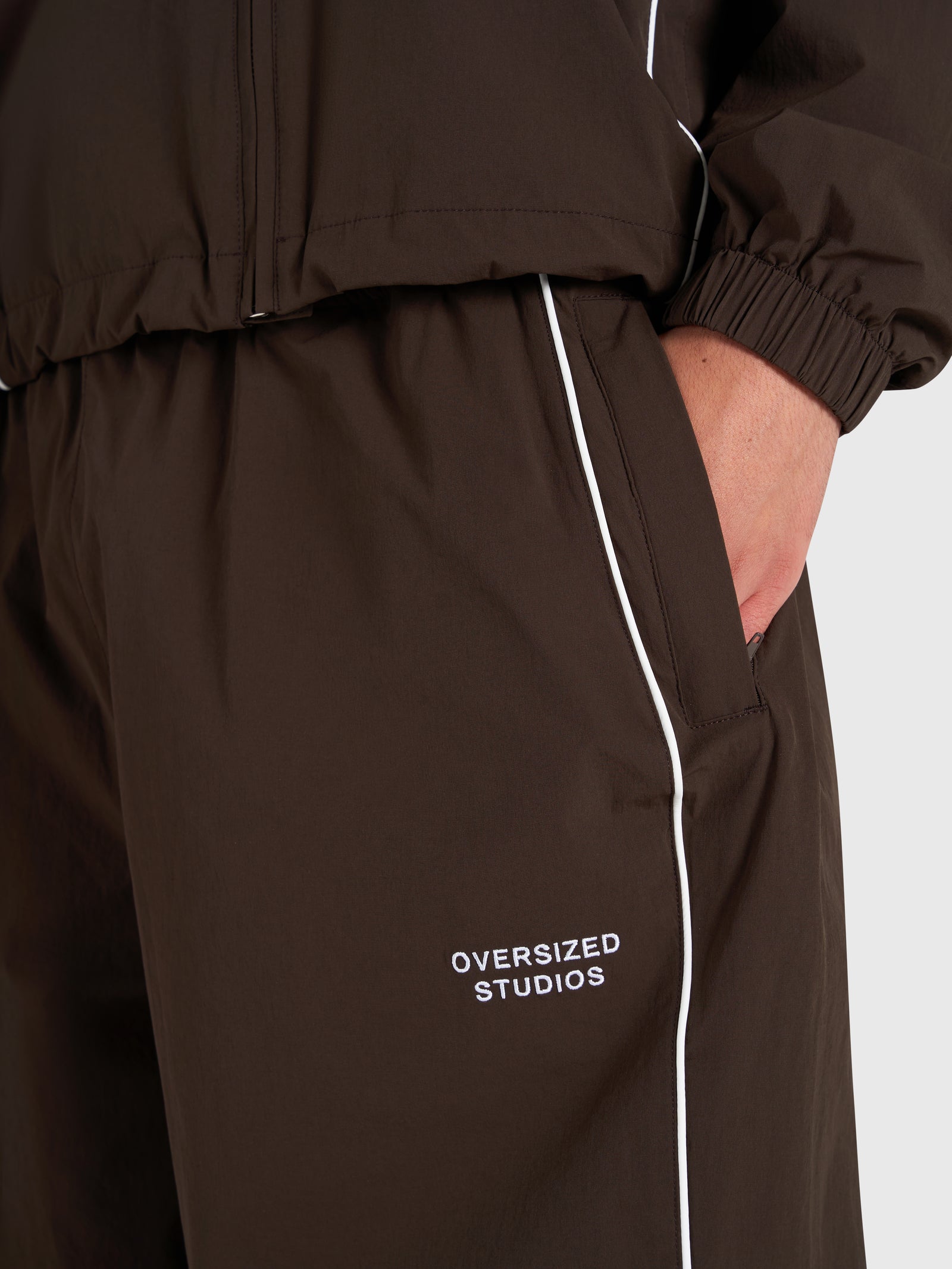 Active Track Pants - Brown/White