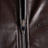 Faux Leather Bomber Jacket - Brown/Black