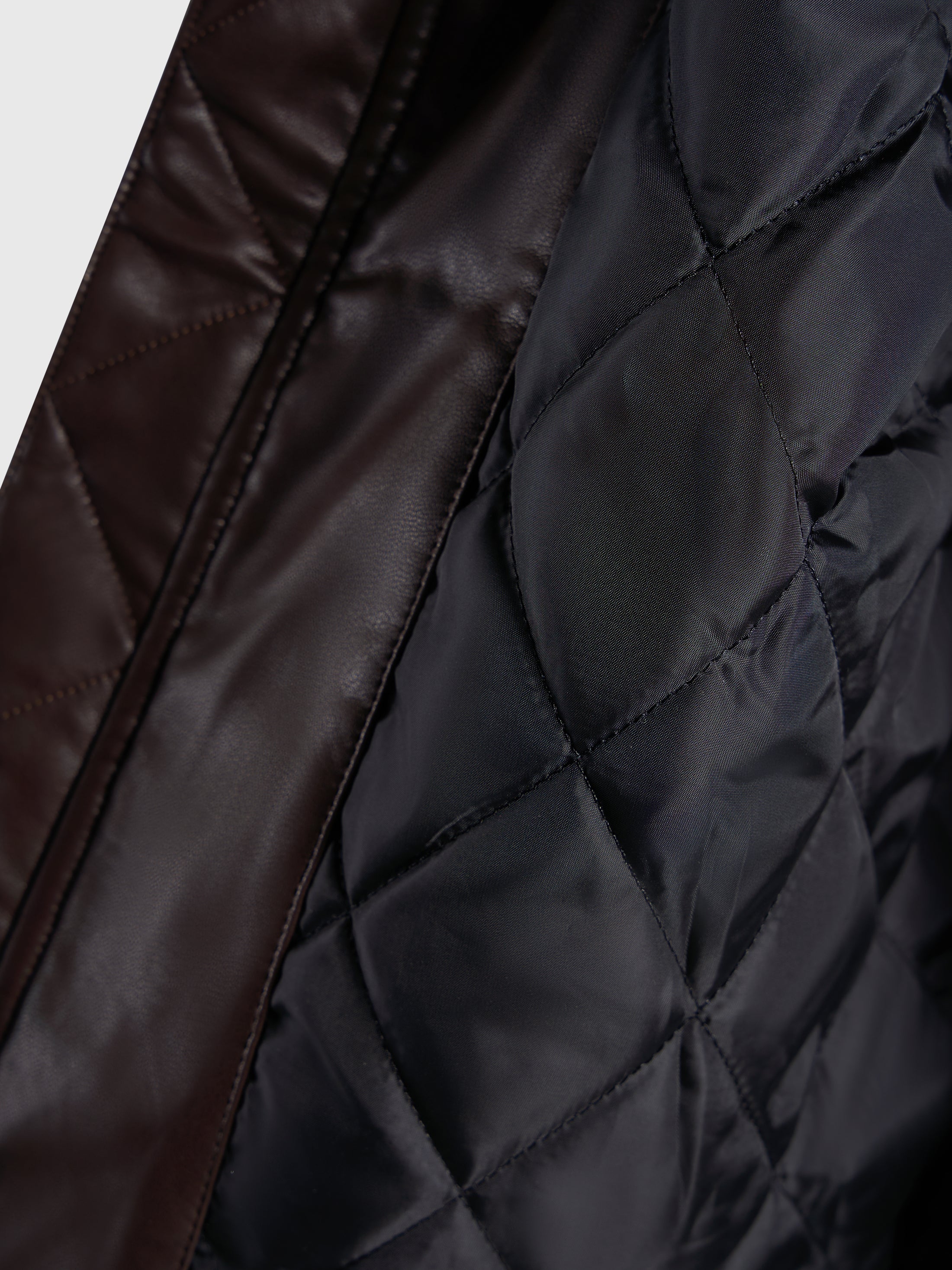 Faux Leather Bomber Jacket - Brown/Black