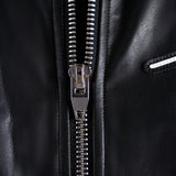 Faux Leather Bomber Jacket - Black/Navy