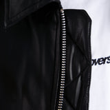 Faux Leather Bomber Jacket - Black/Navy