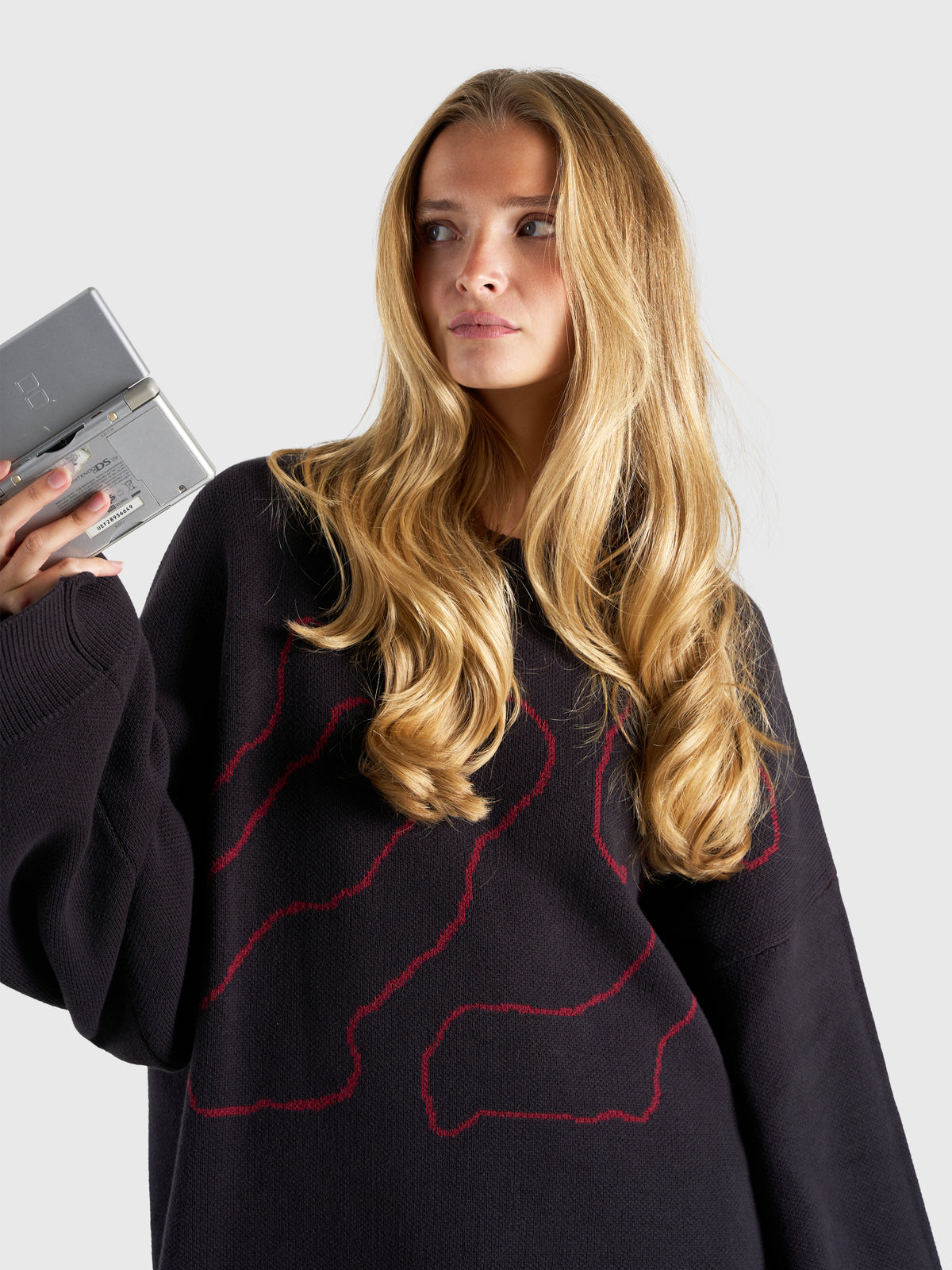 Contour Knit Sweater - Black/Red