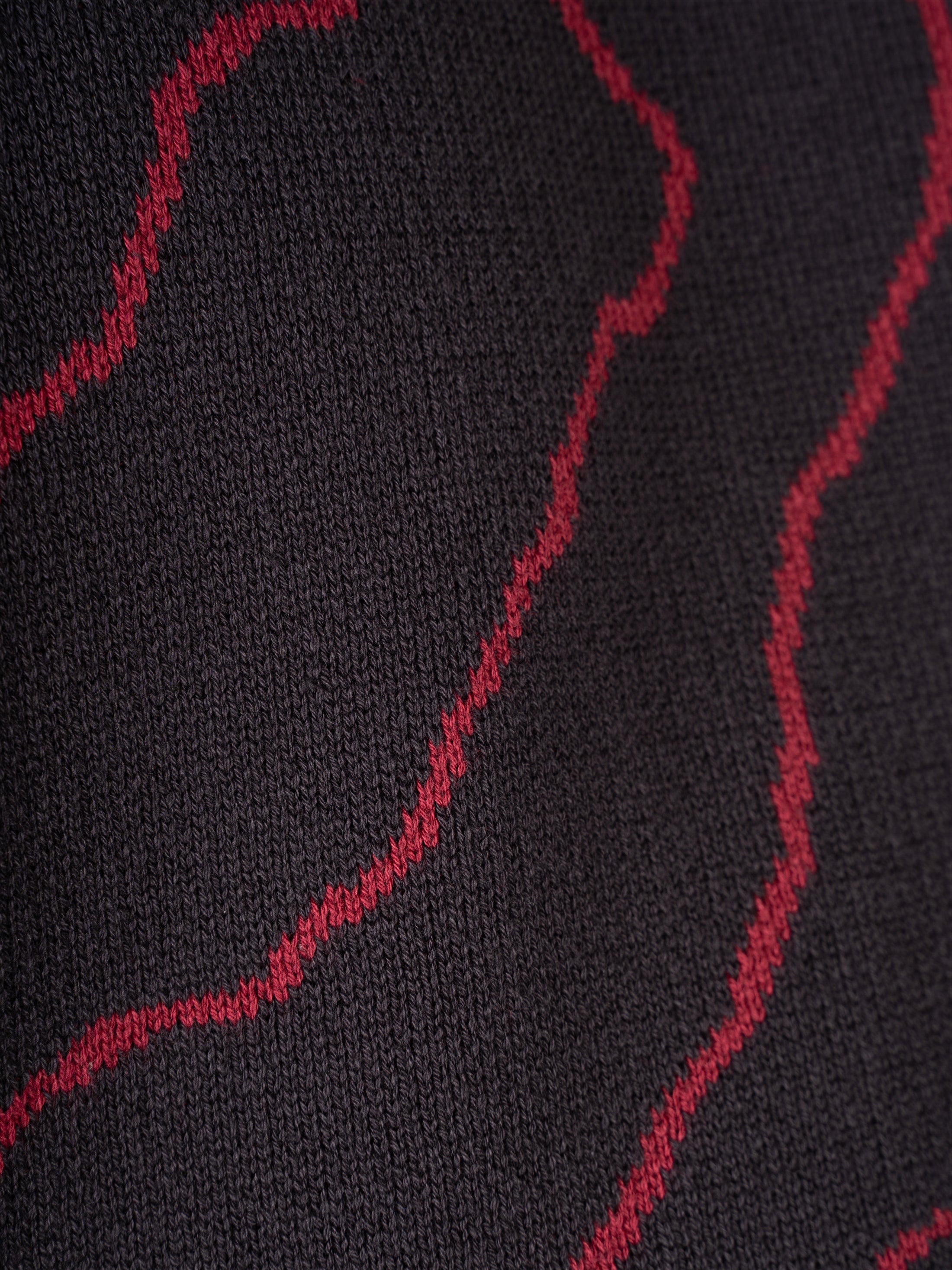 Contour Knit Sweater - Black/Red
