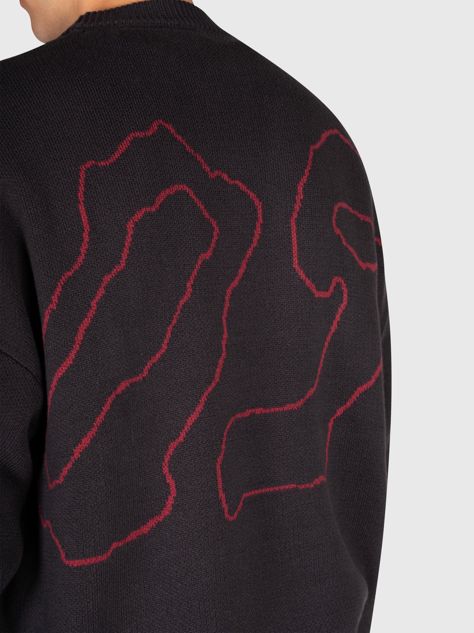 Contour Knit Sweater - Black/Red