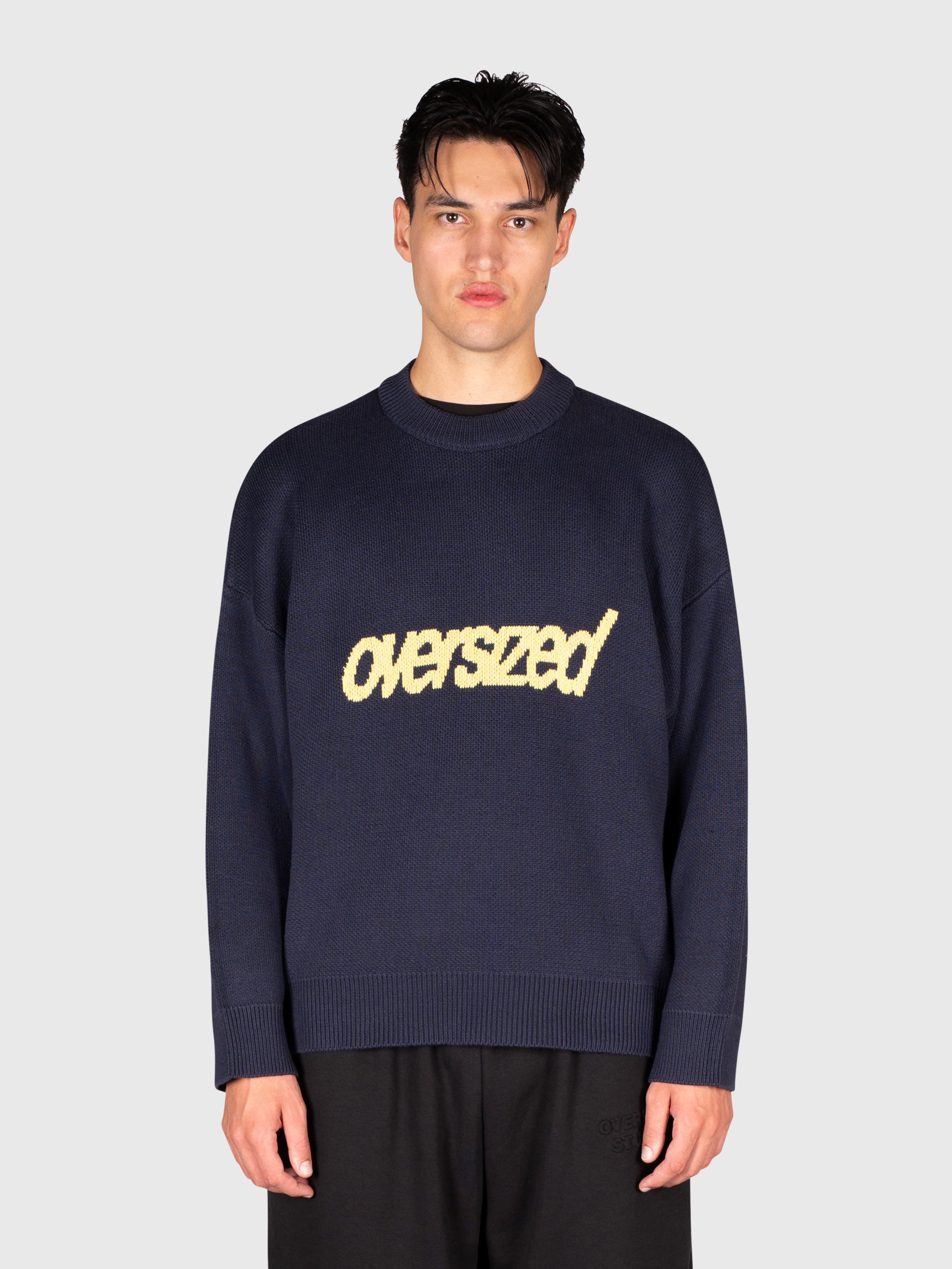 Logo Knit Sweater - Navy/Yellow