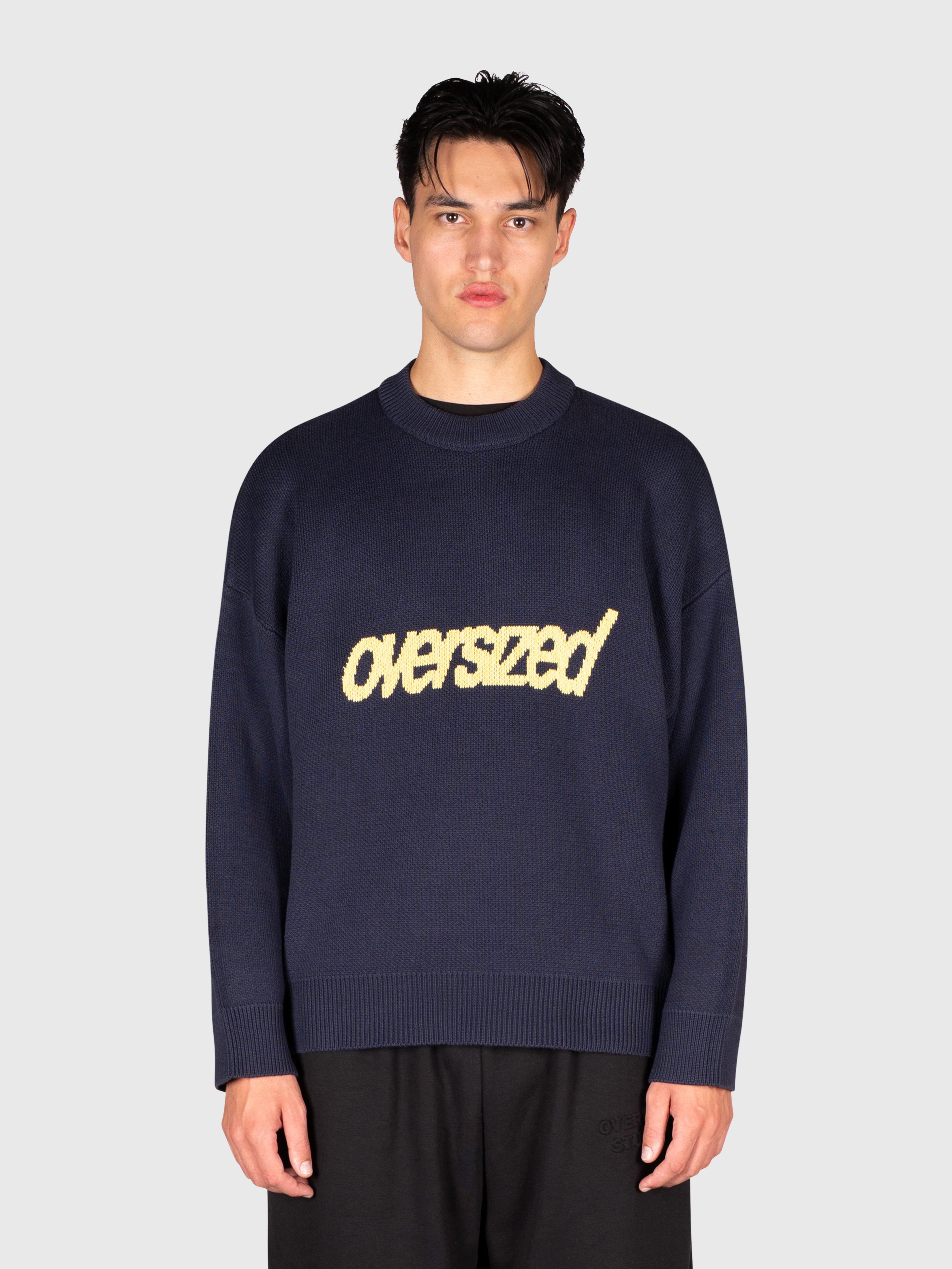 Logo Knit Sweater - Navy/Yellow