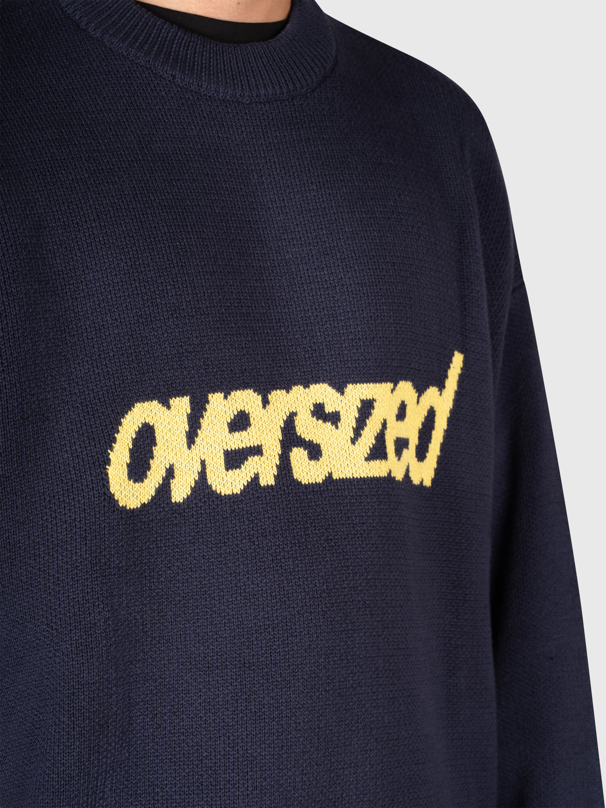 Logo Knit Sweater - Navy/Yellow