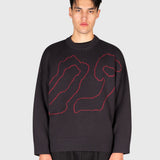 Contour Knit Sweater - Black/Red