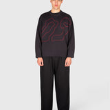 Contour Knit Sweater - Black/Red