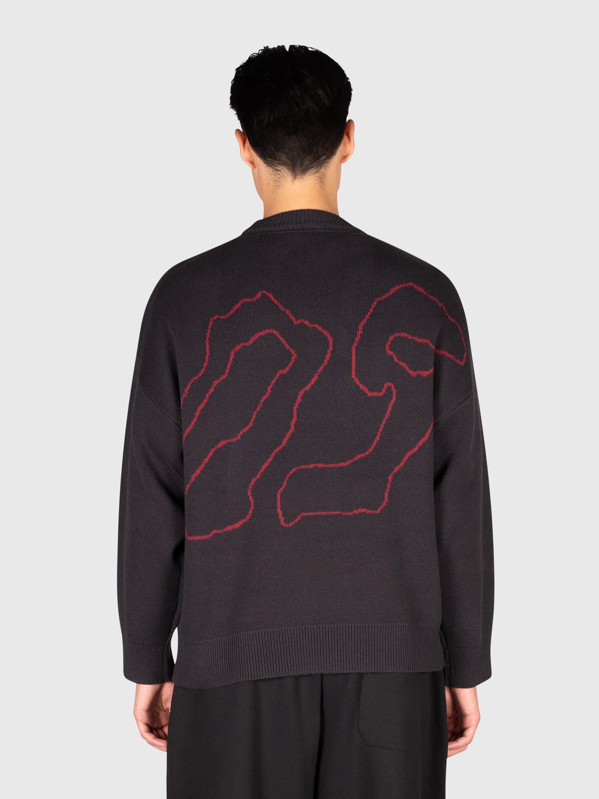 Contour Knit Sweater - Black/Red