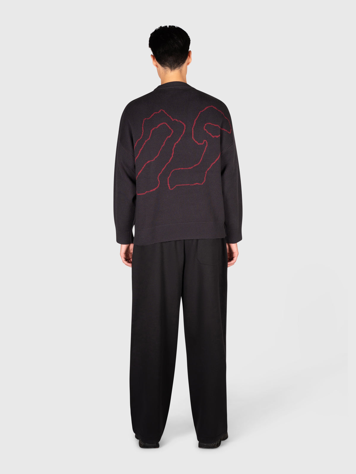Contour Knit Sweater - Black/Red