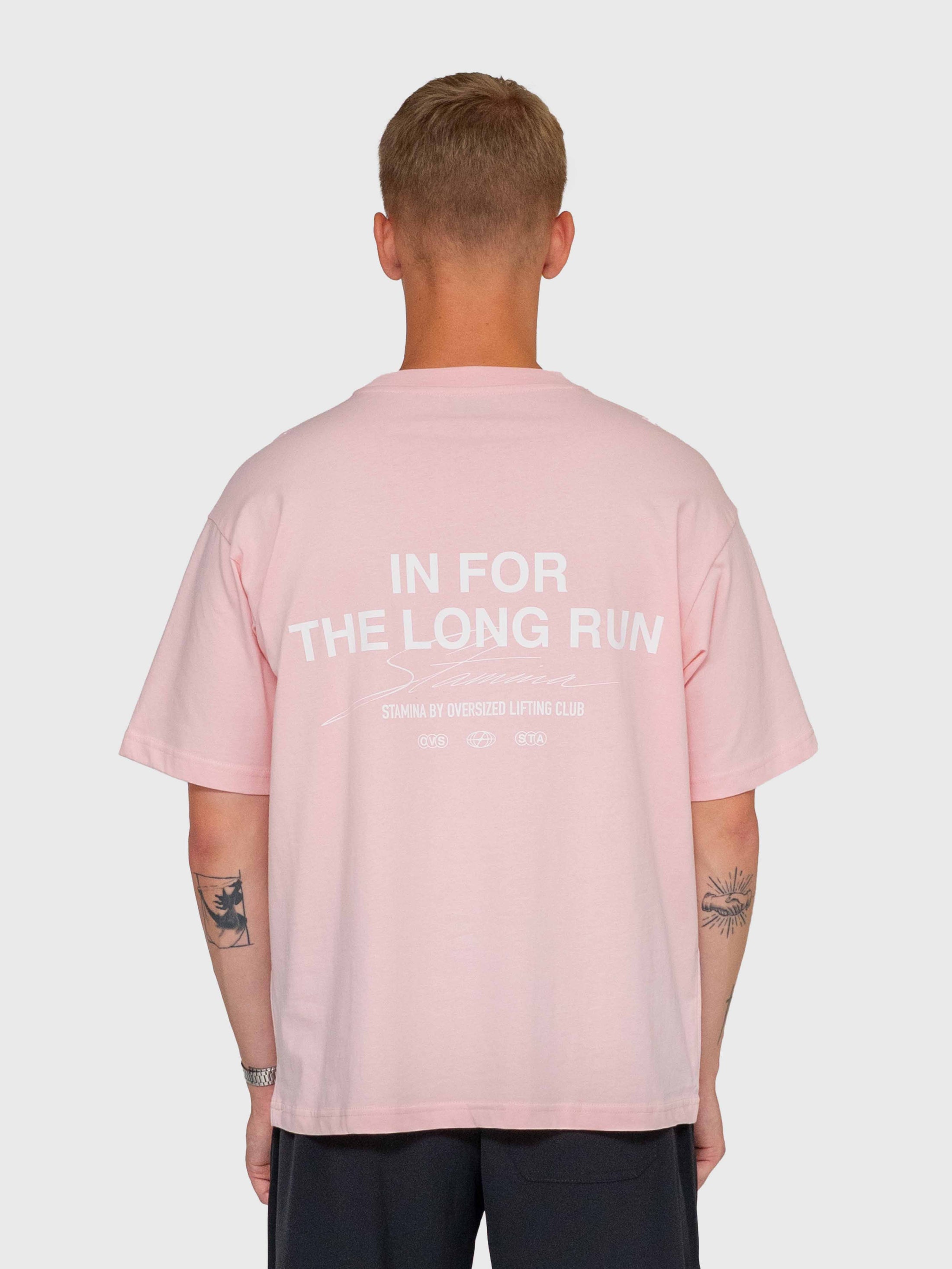 Long Run Box Tee - Pink/White