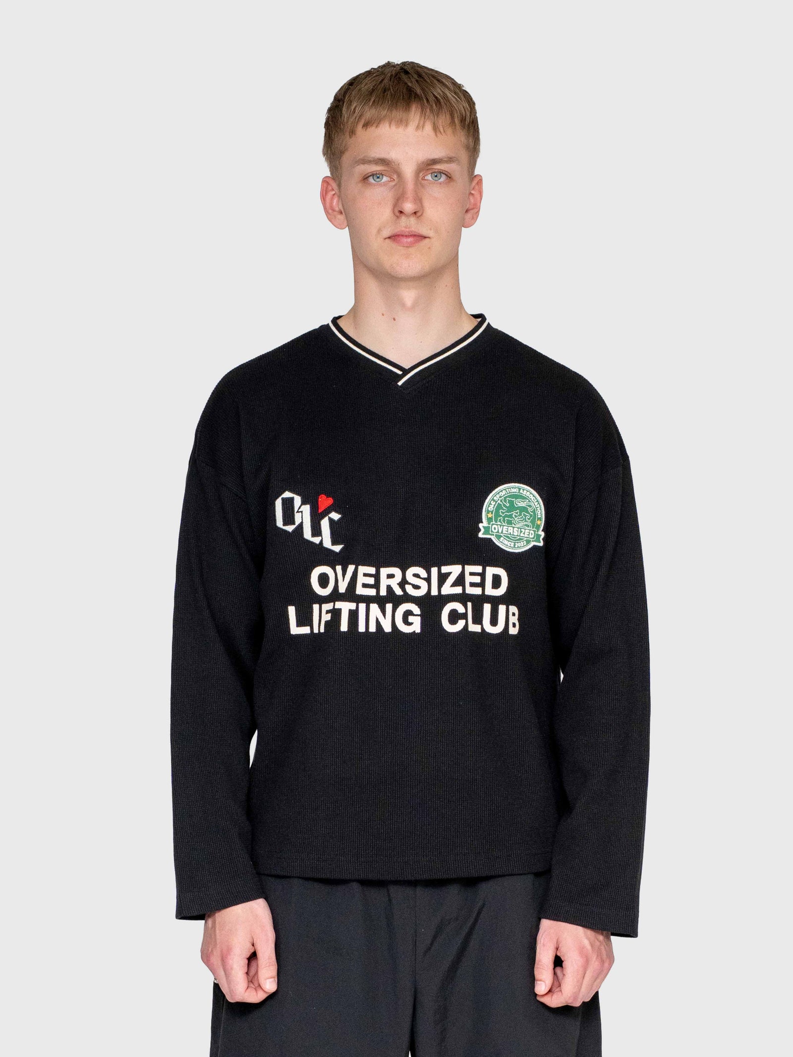Waffle Football Long Sleeve – Black