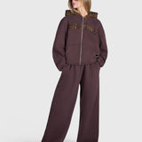 Tartan Appliqué Zip Hoodie - Brown/Brown
