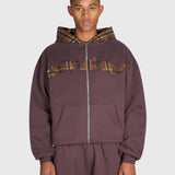 Tartan Appliqué Zip Hoodie - Brown/Brown