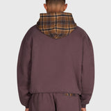 Tartan Appliqué Zip Hoodie - Brown/Brown