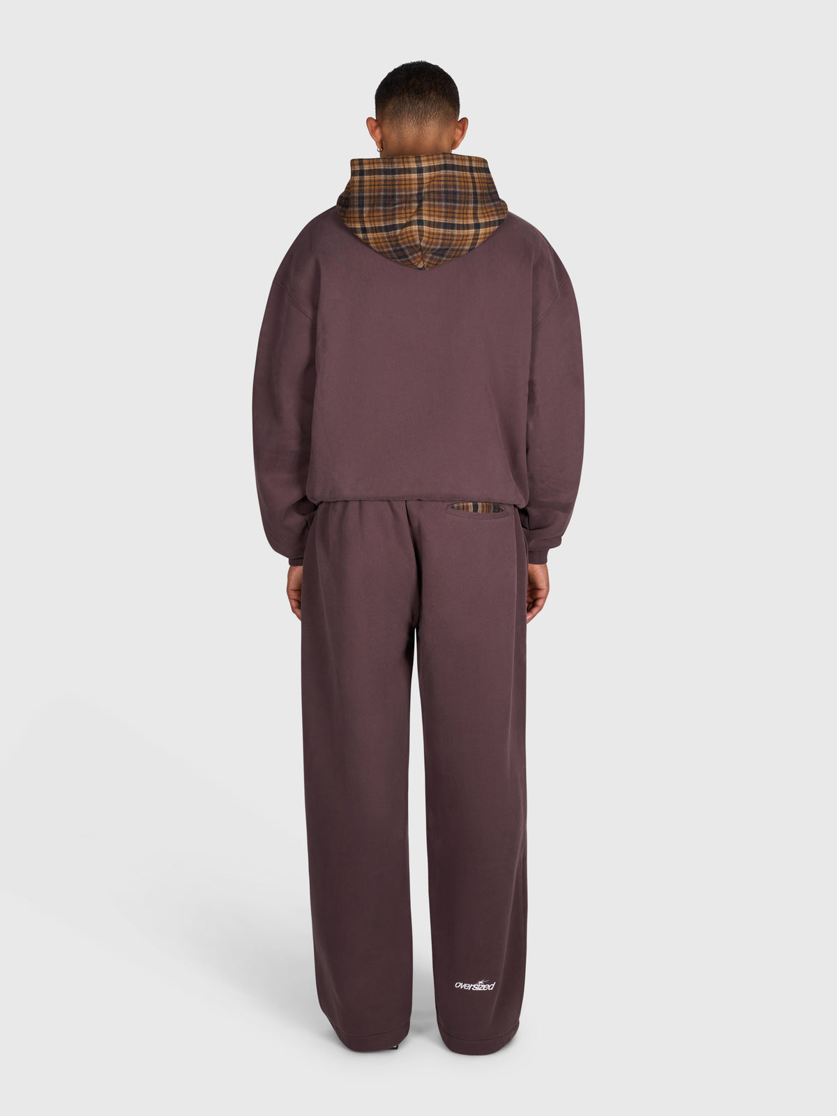 Tartan Appliqué Zip Hoodie - Brown/Brown