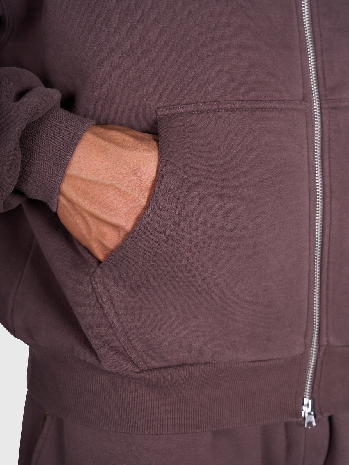 Tartan Appliqué Zip Hoodie - Brown/Brown