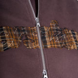Tartan Appliqué Zip Hoodie - Brown/Brown