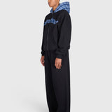 Tartan Applique Zip Hoodie - Black/Blue