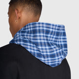 Tartan Applique Zip Hoodie - Black/Blue