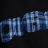 Tartan Applique Zip Hoodie - Black/Blue