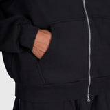 Tartan Applique Zip Hoodie - Black/Blue