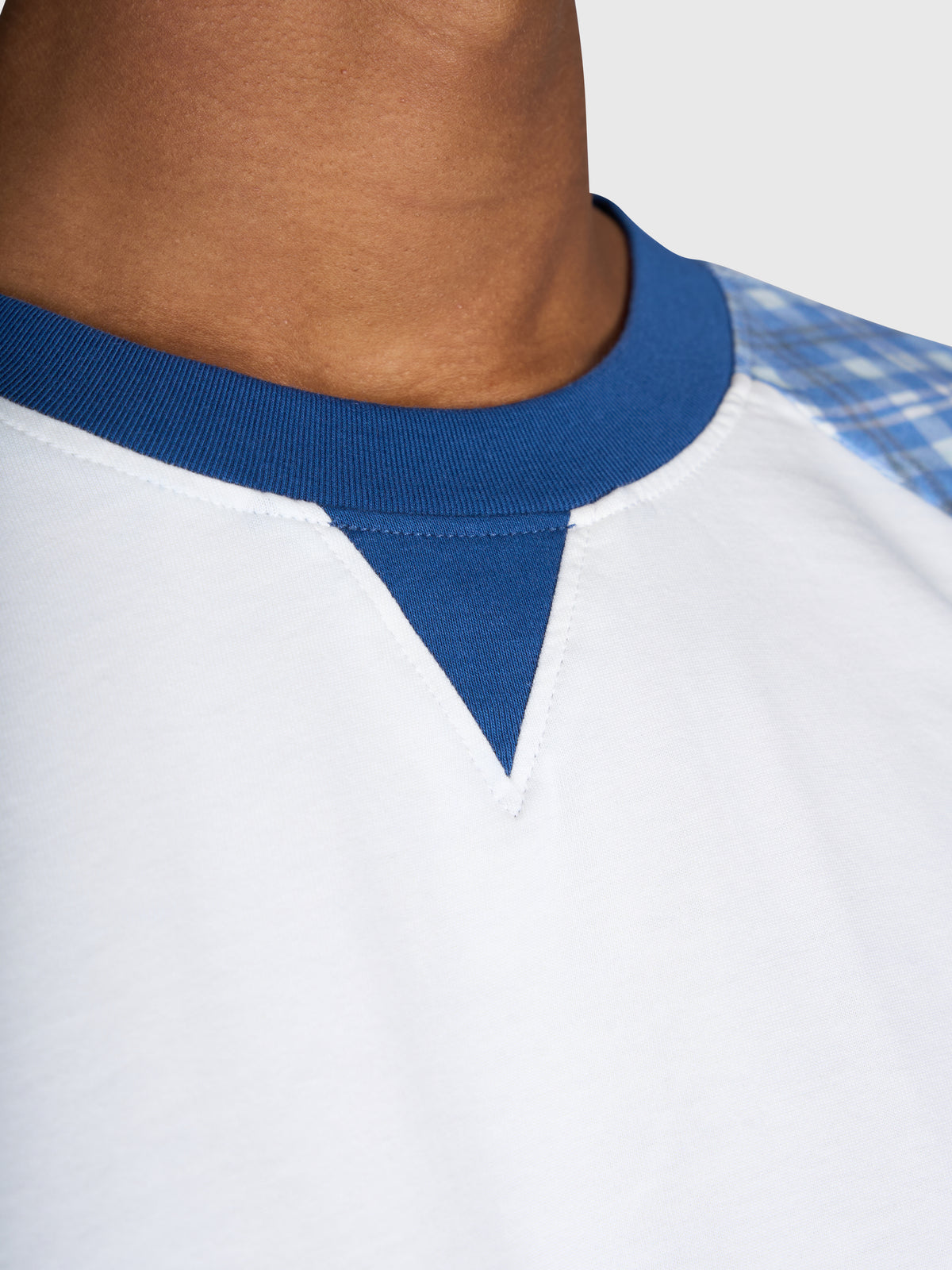 Tartan Raglan Long Sleeve - White/Blue