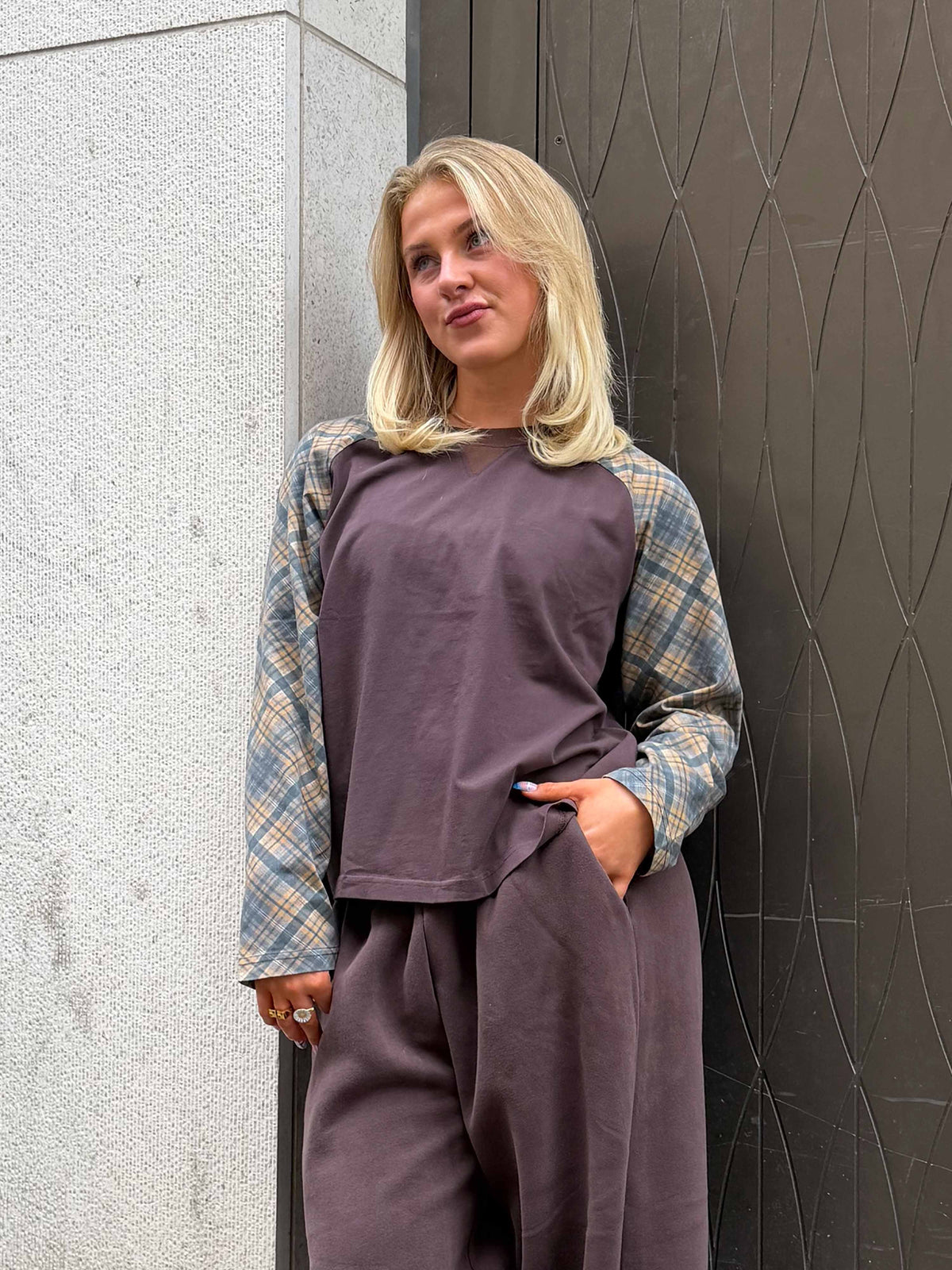 Tartan Raglan Long Sleeve - Brown/Brown